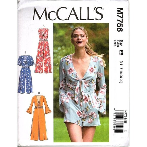 McCall's M7756 Misses 14 to 22 Jumpsuits and Rompers Uncut Sewing Pattern - Picture 1 of 2
